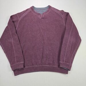 Tommy Bahama Reversible Sweatshirt Mens Large Burgundy Charcoal Grey Pullover